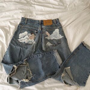 Levi's Blue Denim Jeans with Cloud Design
